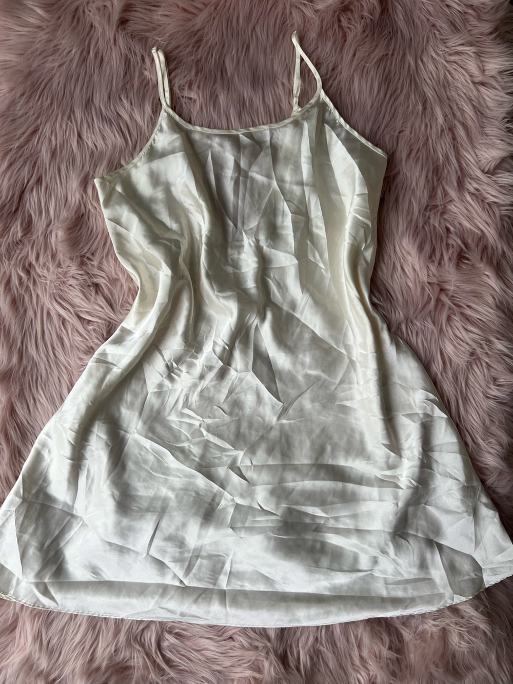 Vintage White Satin Slip Chemise Medium Bridal
